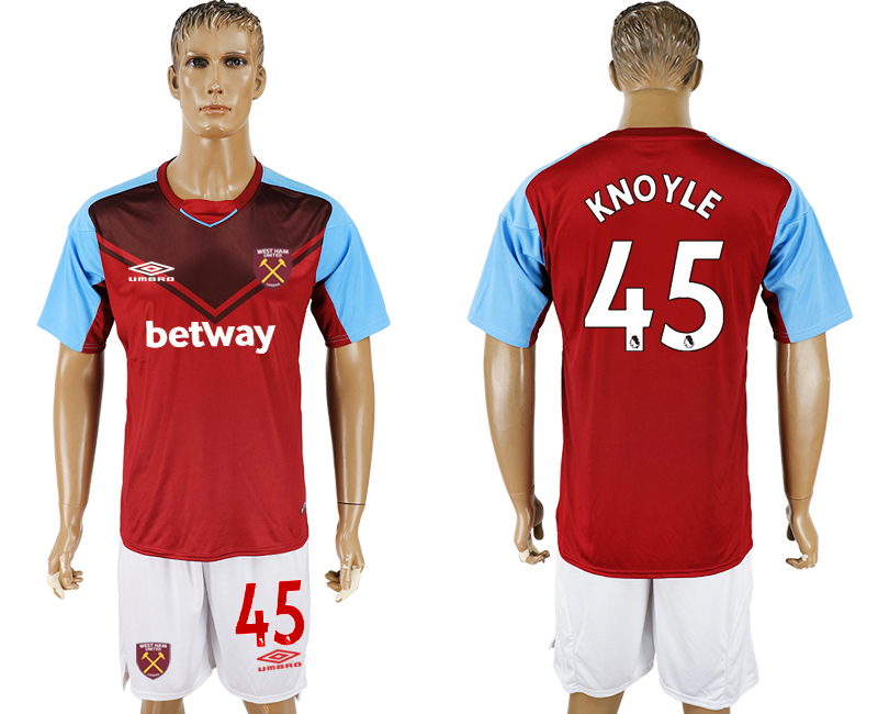 Men 2017-2018 club West Ham United home 45 red soccer jersey